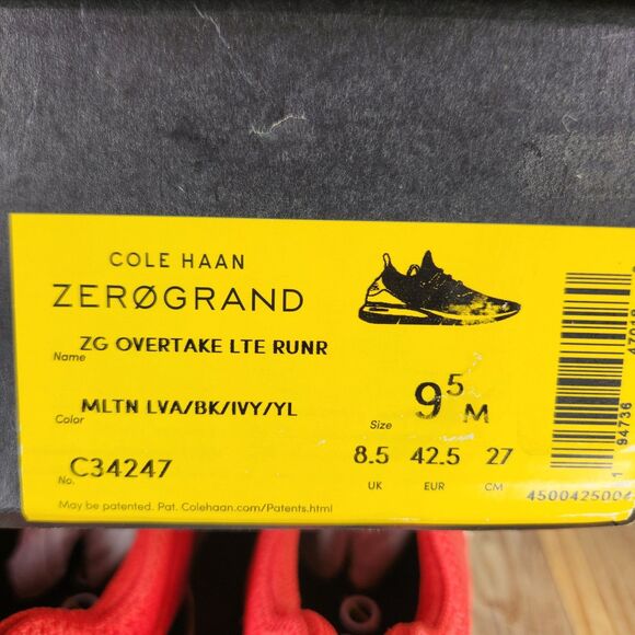 Cole Haan ZeroGrand Overtake Lite Runner Mens Sz 9.5 M Molten Lava Shoes C34247